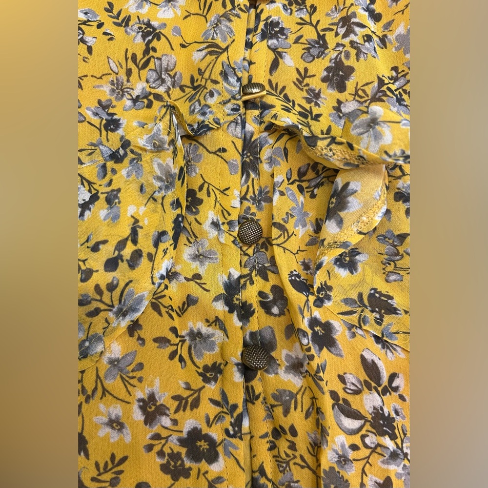 Anthropologie Ruffle Swing Romper, Floral Yellow, NWOT, Medium - Picture 7 of 8